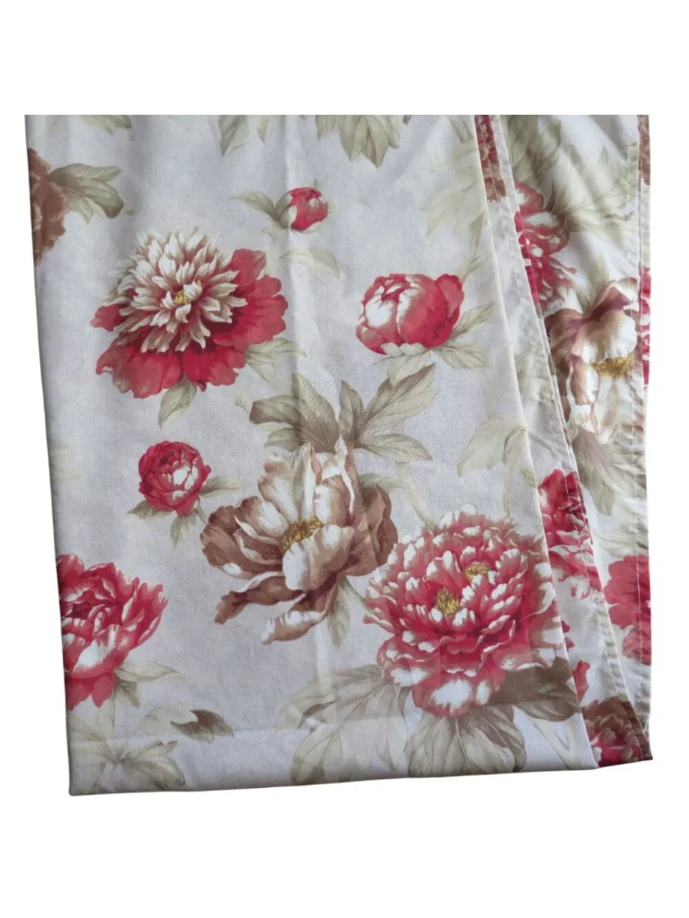Vintage Floral Fabric Shower Curtain Beige Red 68
